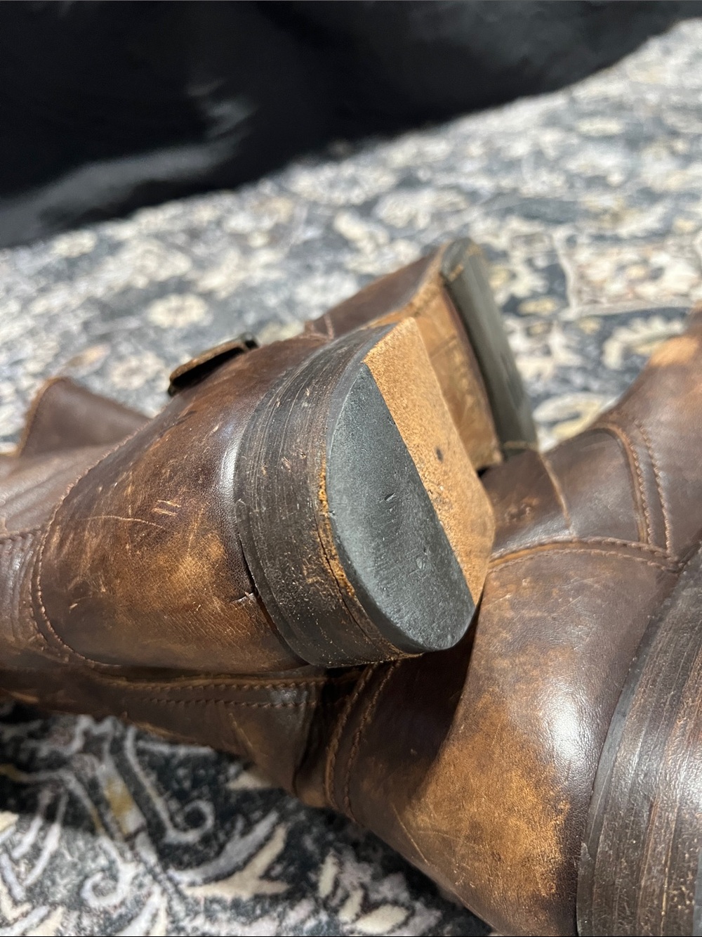 Brown Leather Frye Buckle Riding Boots Size 8 - Picture 6 of 8